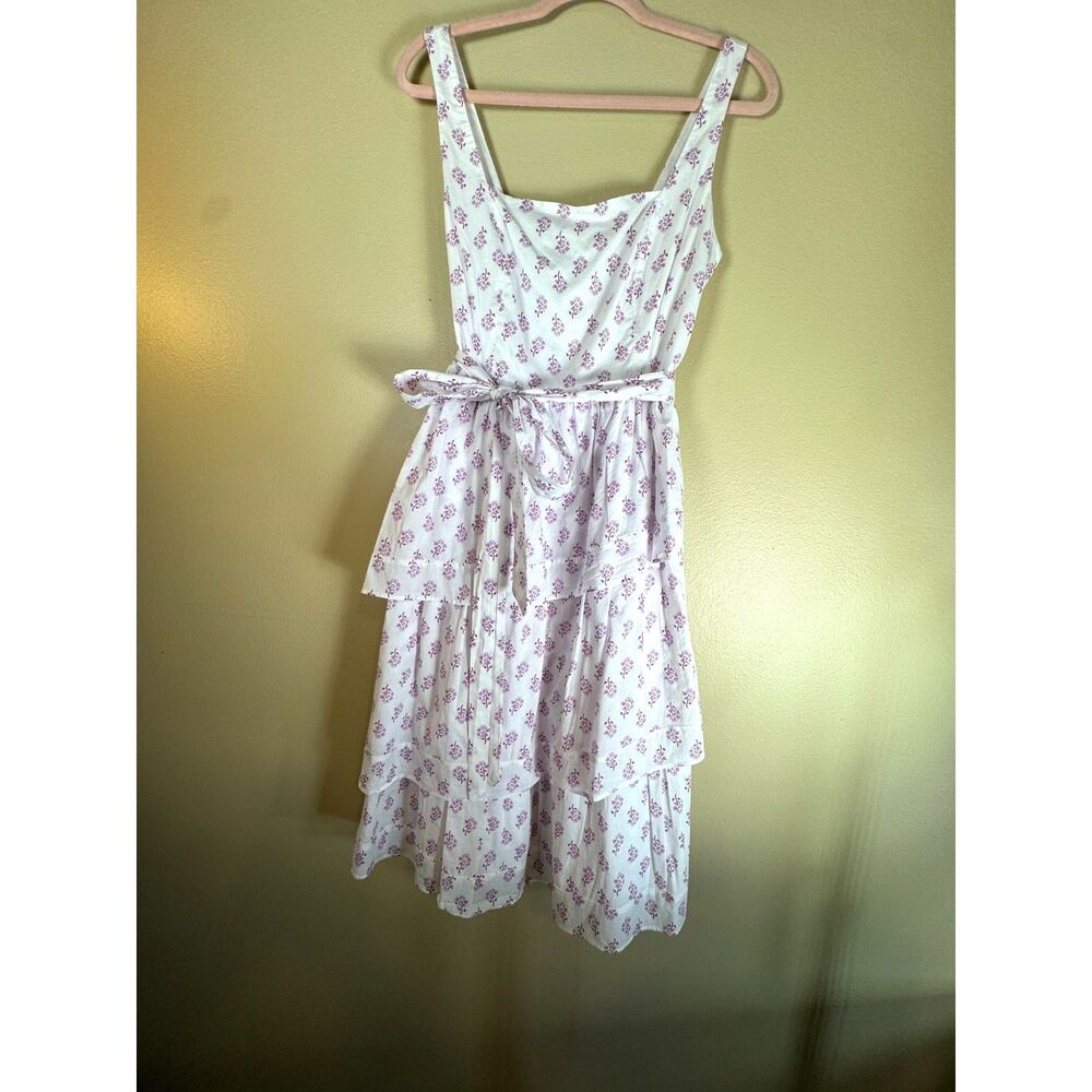 J. Crew Dress, White with purple flowers, floral, 100% Cotton